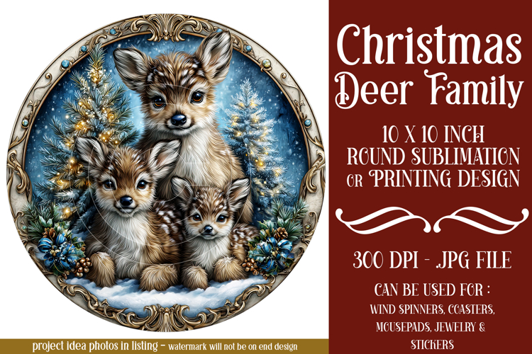 Christmas Wind Spinner, Christmas Deer Family Round, r2