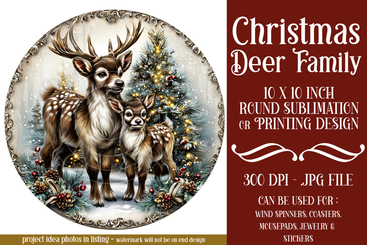 Christmas Wind Spinner, Christmas Deer Family Round, r5