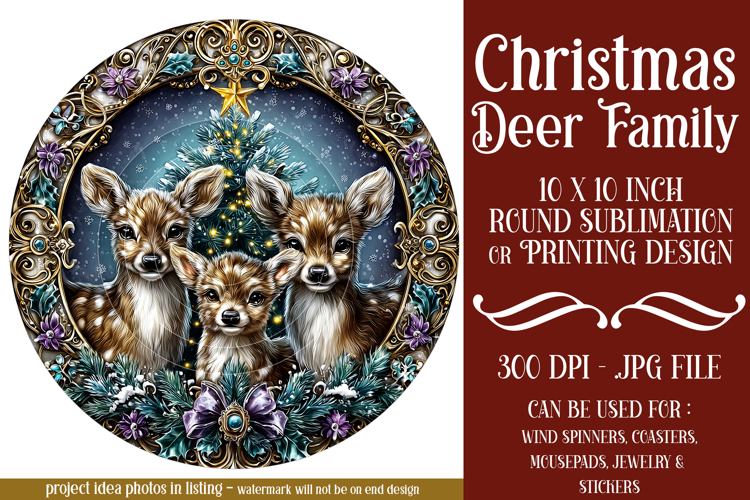 Christmas Wind Spinner, Christmas Deer Family Round, r6