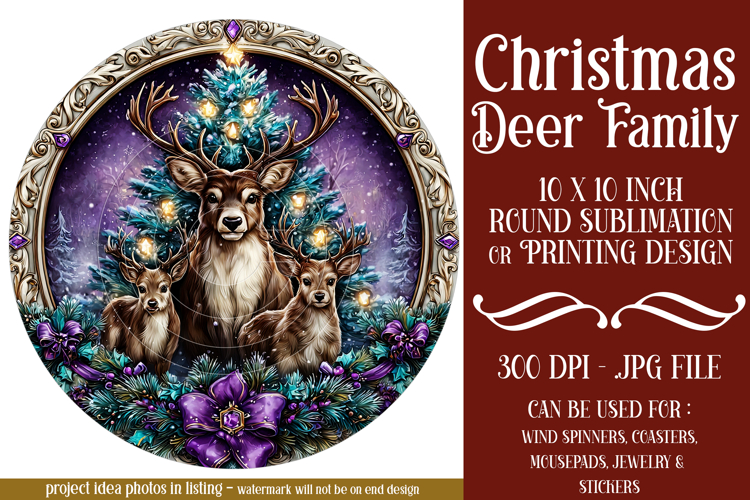Christmas Wind Spinner, Christmas Deer Family Round, r8