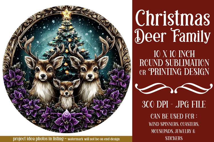 Christmas Wind Spinner, Christmas Deer Family Round, r9