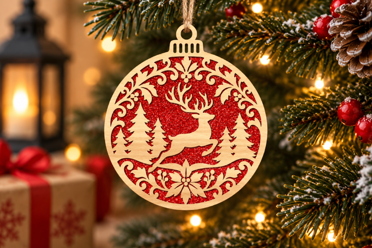 Reindeer Christmas Ornament Laser SVG File