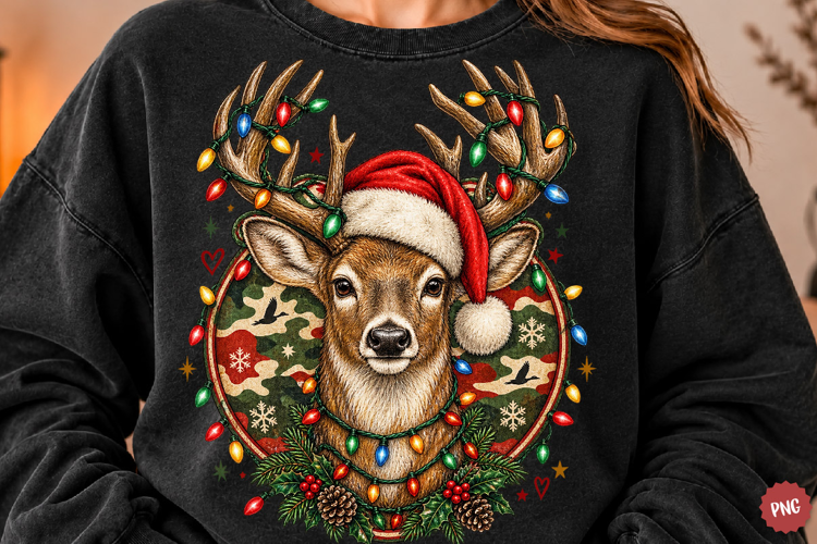 Trending Christmas Deer Hunting Camo PNG, Funny Christmas
