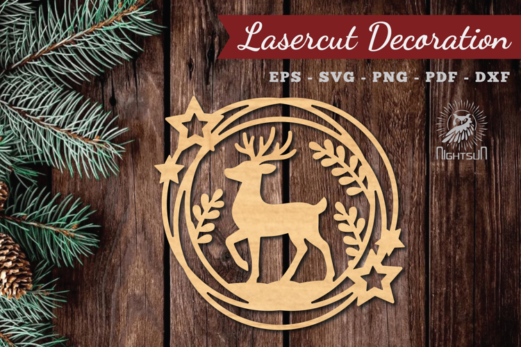 Christmas Deer Laser Cut Round SVG