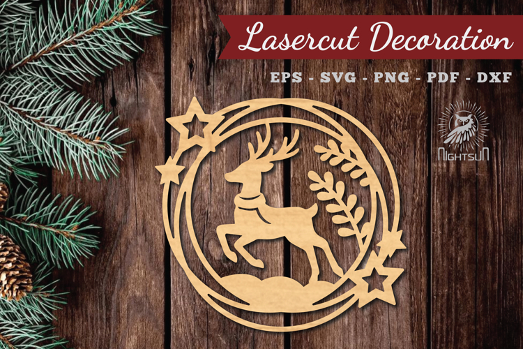 Christmas Deer Laser Cut Round SVG