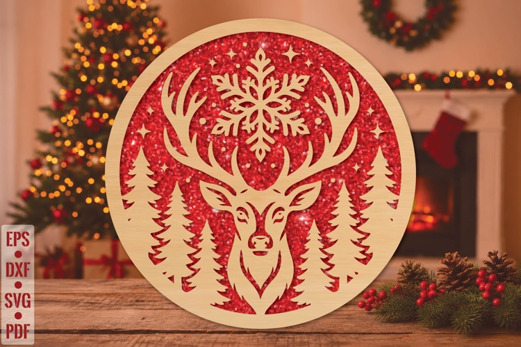 Christmas Deer Laser Cut SVG