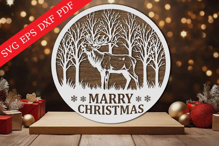 Christmas Deer Layered Mandala SVG
