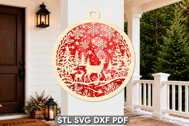 Christmas Deer Ornament SVG