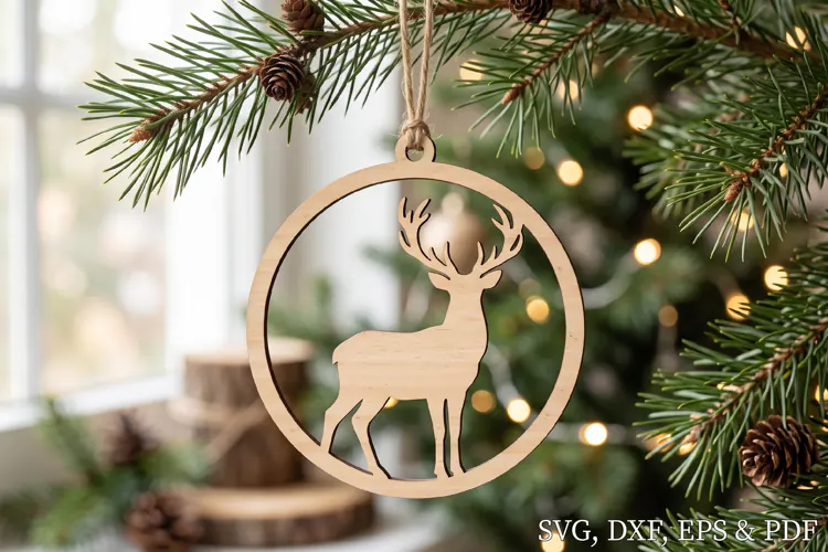 Christmas Deer Ornament SVG File