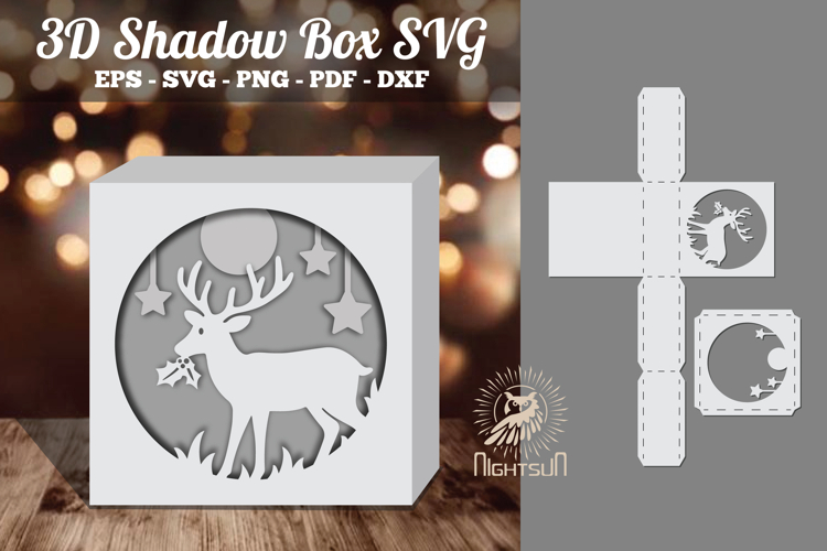 Christmas Deer Papercut Shadow Box