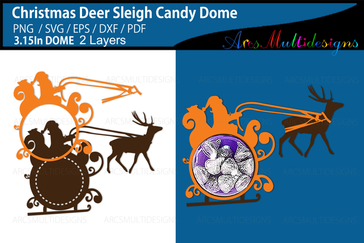 Christmas Deer Sleigh candy dome