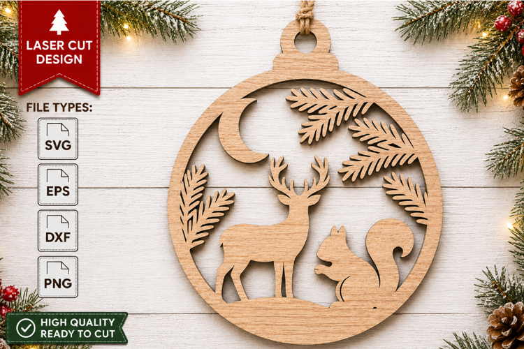 Christmas Deer & Squirrel Laser Cut SVG