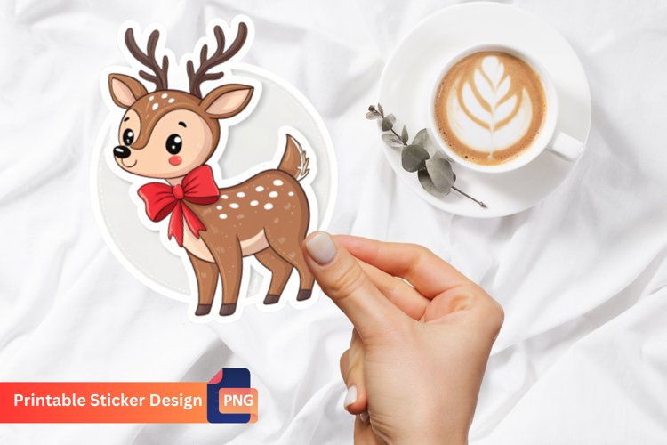 Christmas Deer Sticker, Festive Animal Sticker