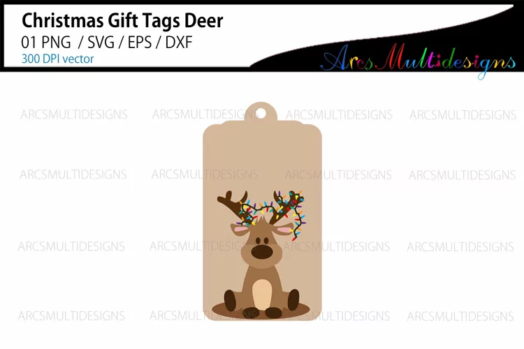 Christmas deer SVG tag template