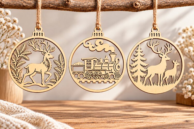 Christmas Deer Train Laser Cut example image 1