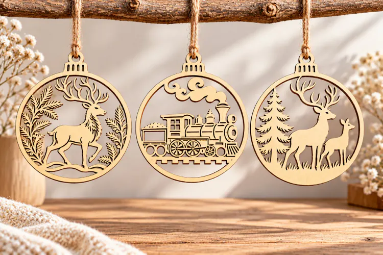 Christmas Deer Train Laser Cut