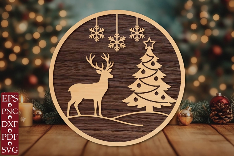 Christmas Deer & Tree SVG example image 1