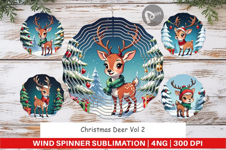 Wind Spinner Cartoon Christmas Deer example image 1
