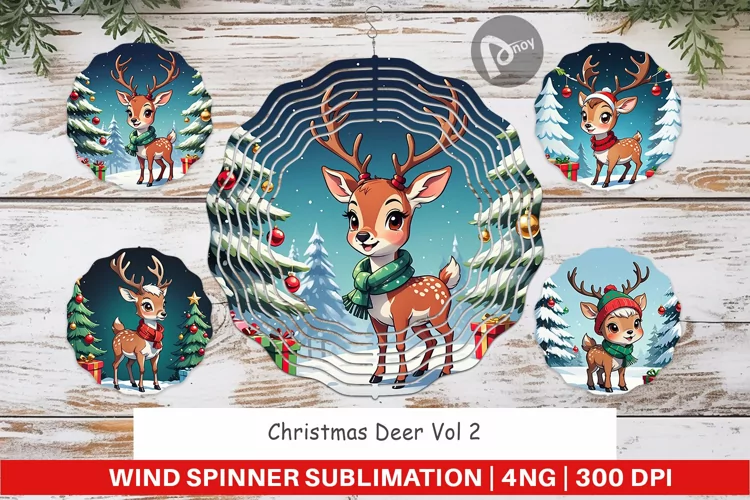 Wind Spinner Cartoon Christmas Deer