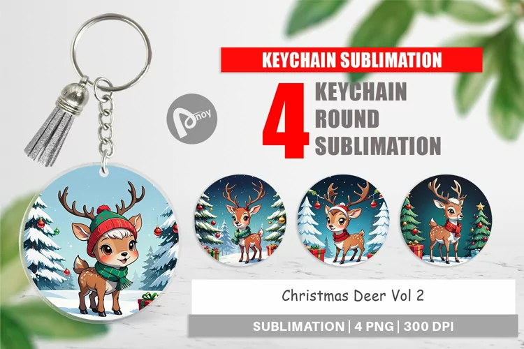 Keychain Cartoon Christmas Deer