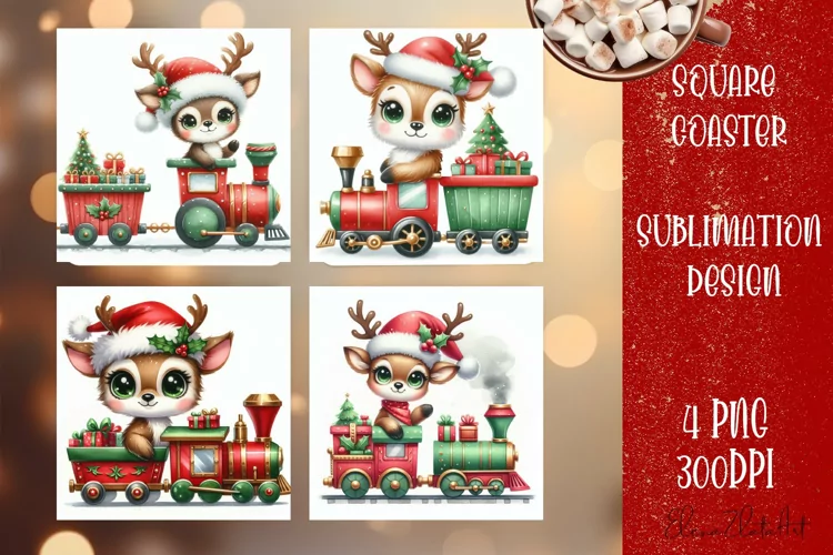 Christmas deer Sublimation Coaster Design