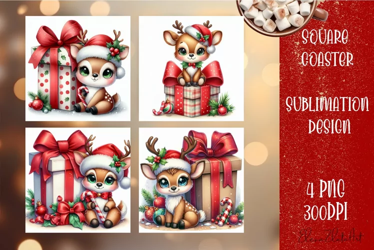 Christmas deer Sublimation Coaster Design