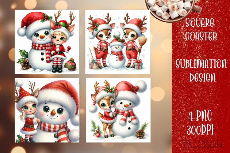 Christmas deer Sublimation Coaster Design example image 1