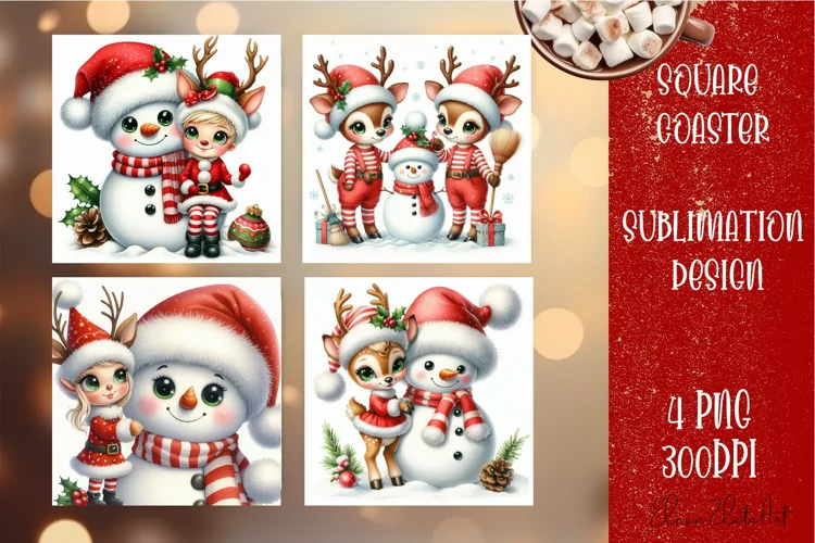 Christmas deer Sublimation Coaster Design