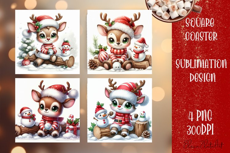 Christmas deer Sublimation Coaster Design (4845284)