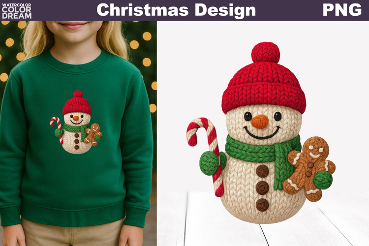 Snowman Crochet Clipart | Snowman Knitted Sublimation