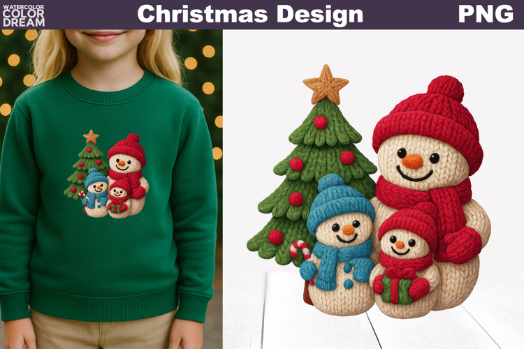 Snowman Crochet Clipart | Snowman Knitted Sublimation