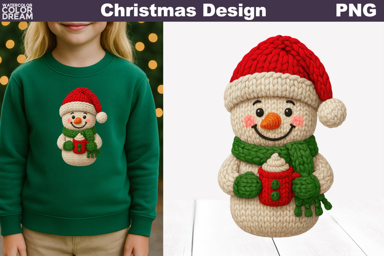 Snowman Crochet Clipart | Snowman Knitted Sublimation