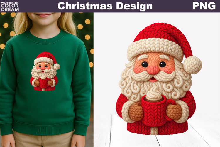 Santa Claus Crochet Clipart | Santa Knitted Sublimation