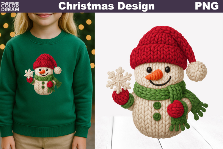 Snowman Crochet Clipart | Snowman Knitted Sublimation
