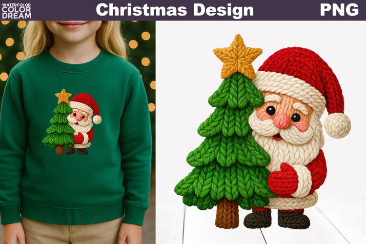 Santa Claus Crochet Clipart | Santa Knitted Sublimation