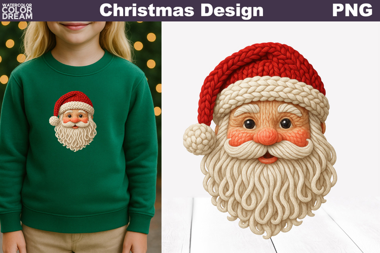Santa Claus Crochet Clipart | Santa Knitted Sublimation