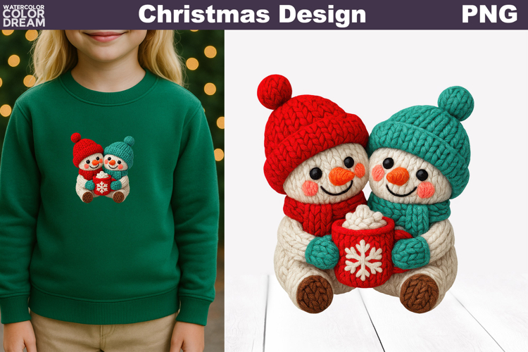 Snowman Crochet Clipart | Snowman Knitted Sublimation