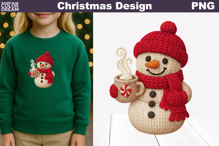 Snowman Crochet Clipart | Snowman Knitted Sublimation