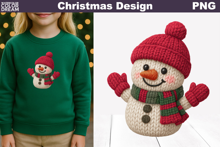 Snowman Crochet Clipart | Snowman Knitted Sublimation
