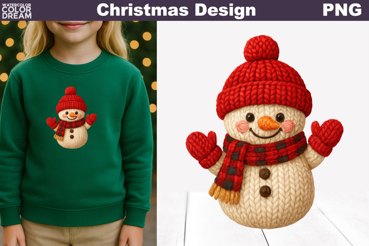 Snowman Crochet Clipart | Snowman Knitted Sublimation