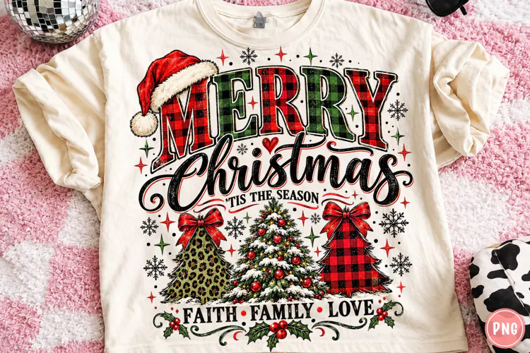 Merry Christmas Leopard Plaid Trees PNG