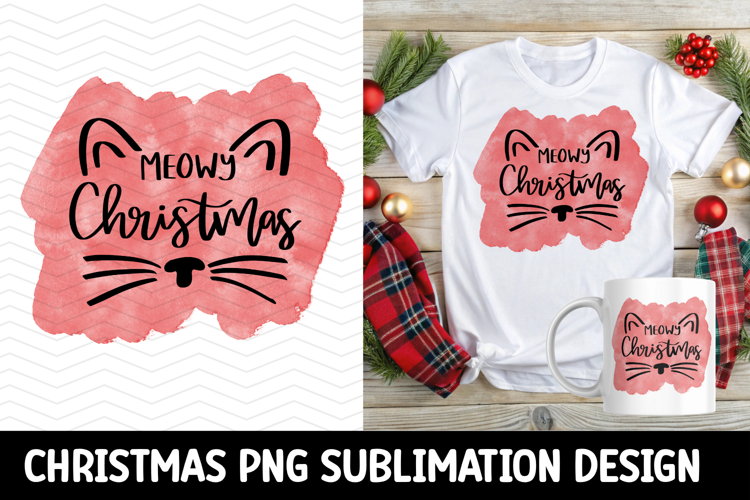 Christmas Cat Sublimation Design, christmas illustration