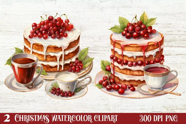 Christmas Dessert Clipart Sublimation, Christmas Dessert