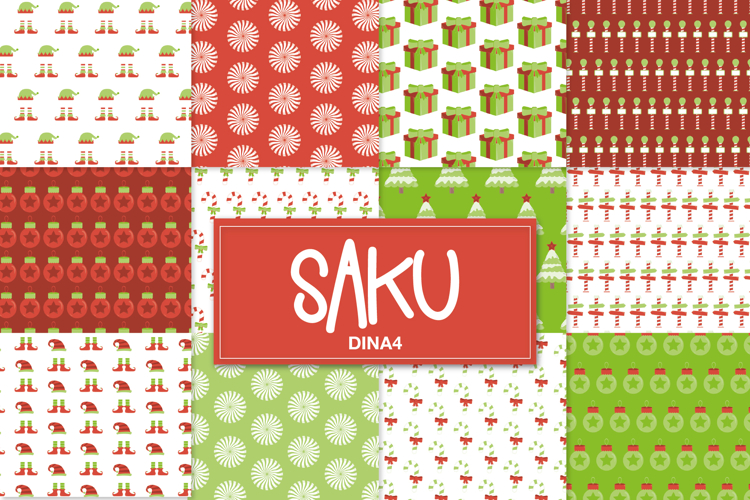 Christmas Digital Paper Pack, Red and Green Patterns Paper