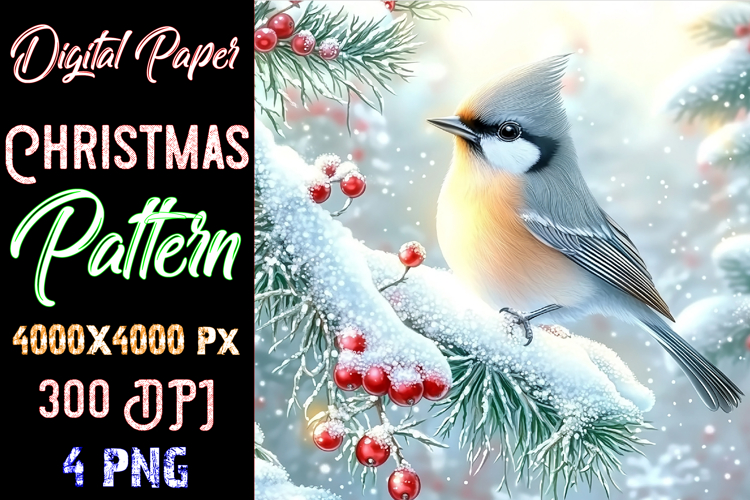Christmas Blue Digital Paper Pattern example image 1