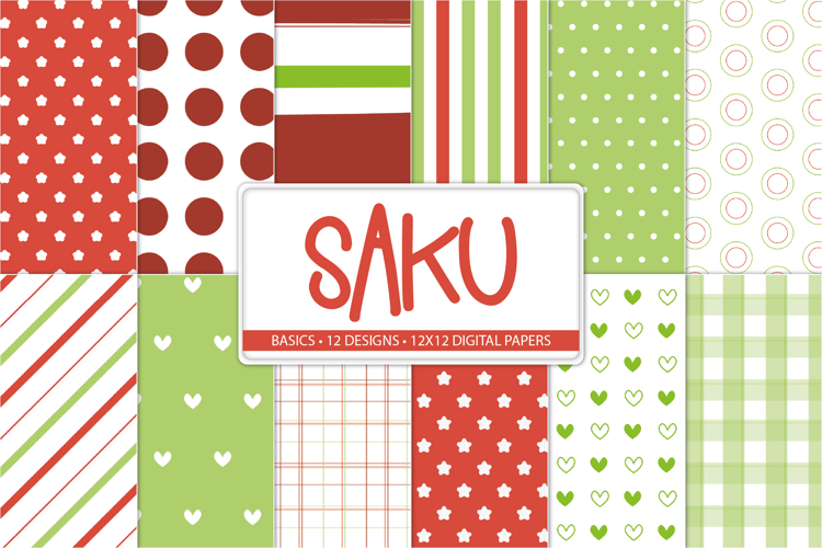 christmas red green digital paper pack 12x12