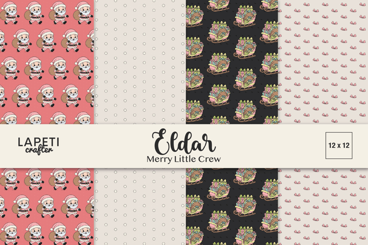 Christmas Scrapbooking Digital Paper, Santa & Sleigh Pattern