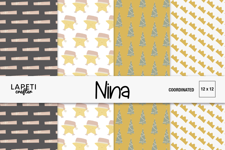 Christmas Digital Paper | Stars & Trees Scrapbooking Pattern