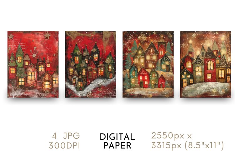 Christmas Digital Paper Watercolor JPG