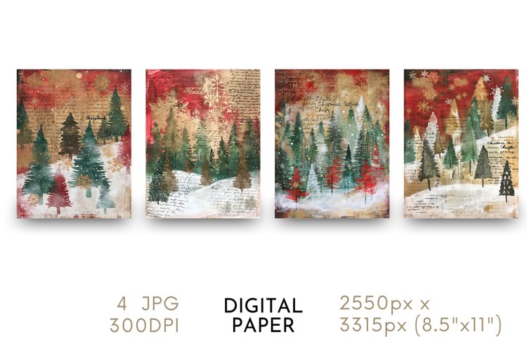 Christmas Digital Paper Watercolor JPG